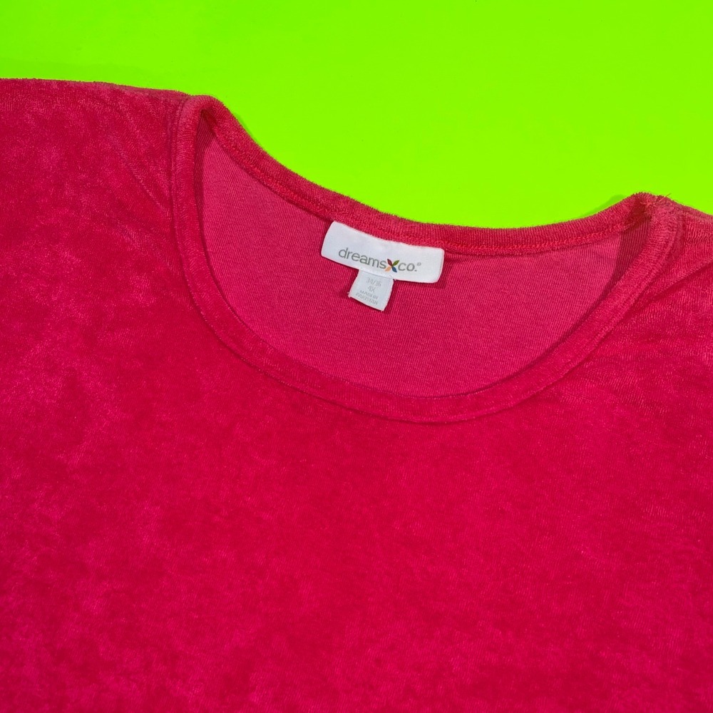 Dreams & Co Pink Terry Cloth Short Sleeve Top Plus Size 4X 34/36 Crew‎ Neck Tee
